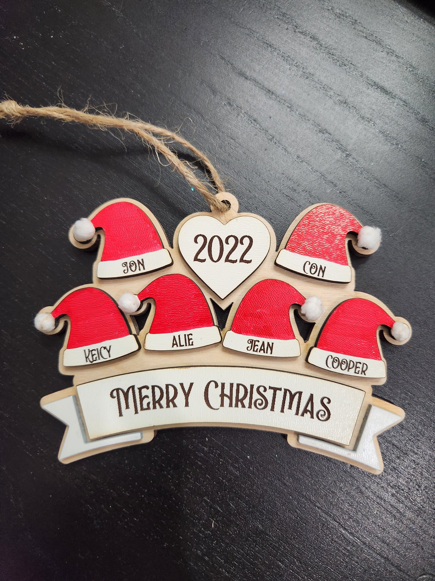 Santa Hat Ornament - Personalized
