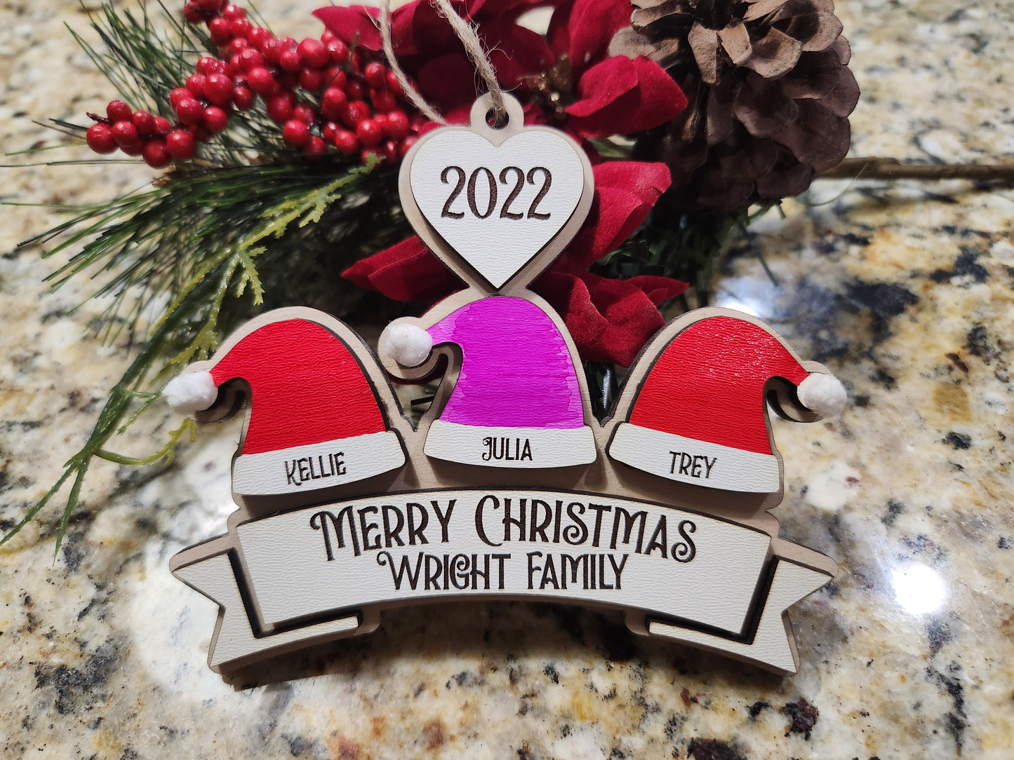 Santa Hat Ornament - Personalized