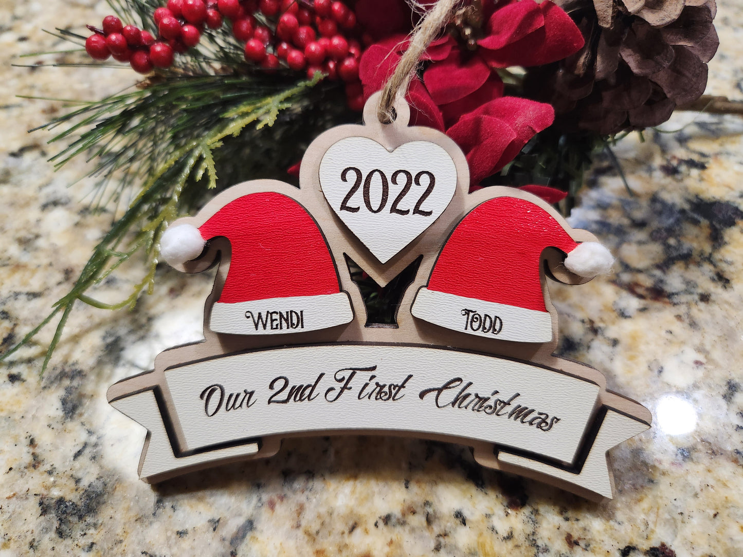 Santa Hat Ornament - Personalized