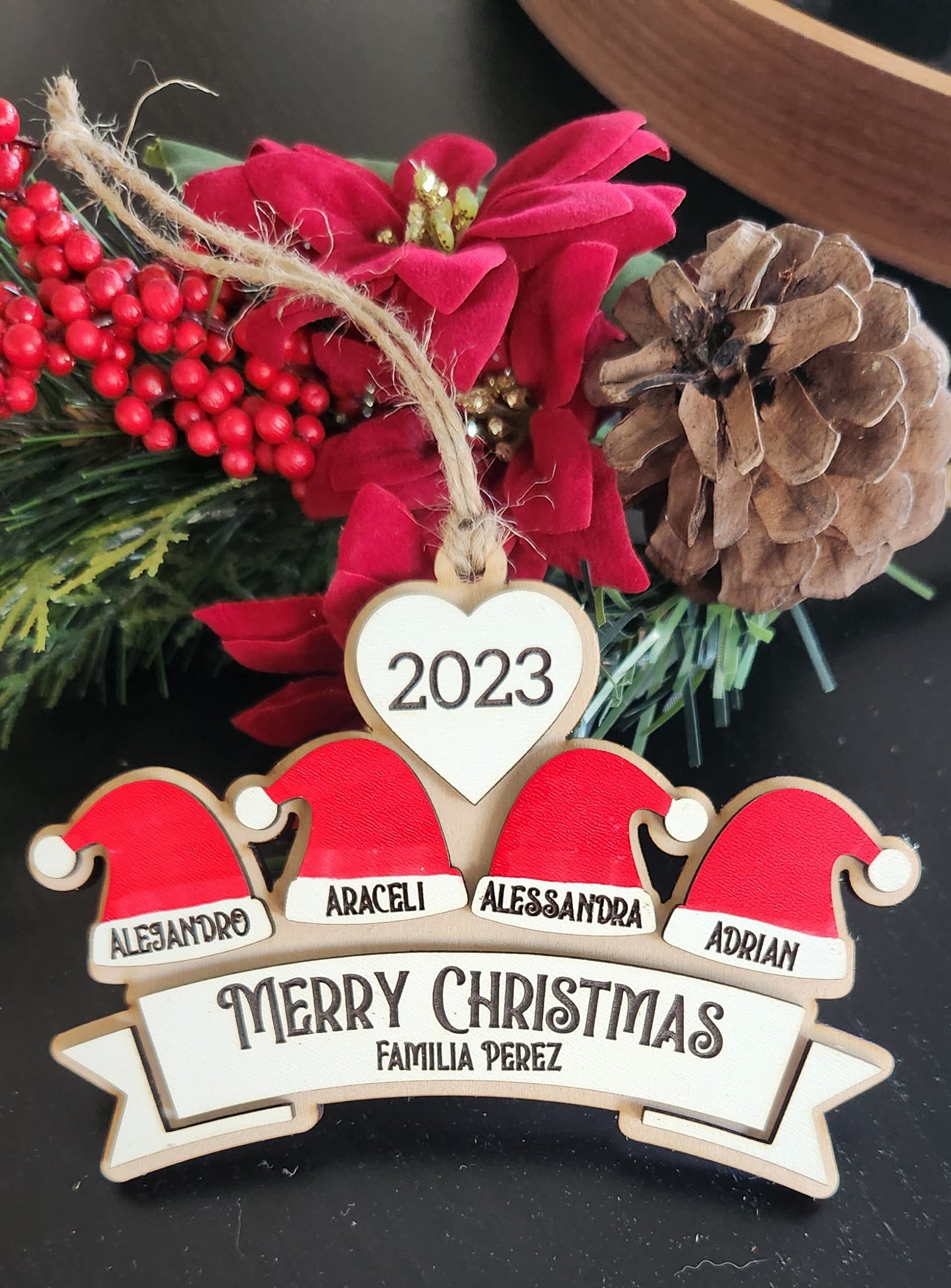 Santa Hat Ornament - Personalized