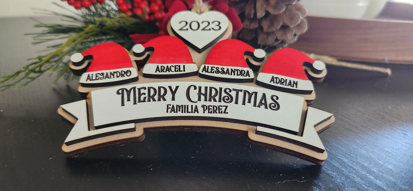 Santa Hat Ornament - Personalized