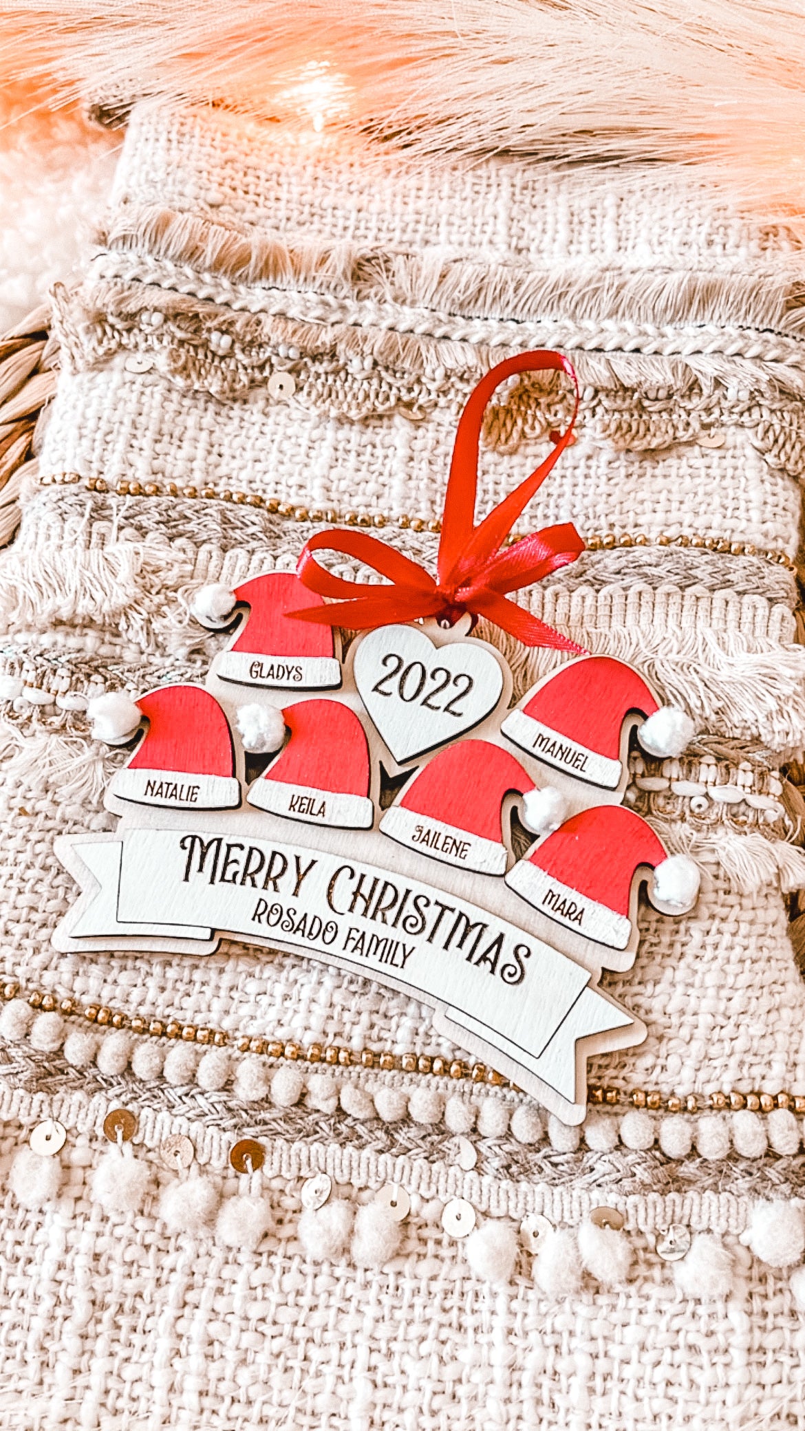 Santa Hat Ornament - Personalized