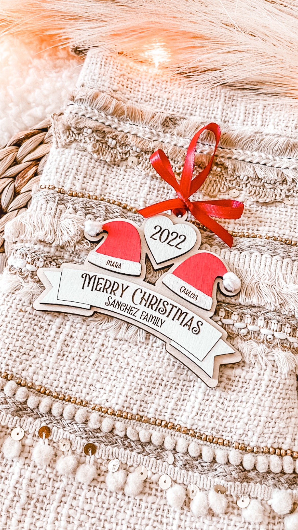 Santa Hat Ornament - Personalized