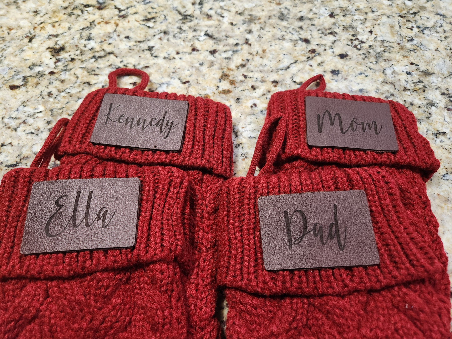 Cable Knit Stocking - Personalized Leather Patch