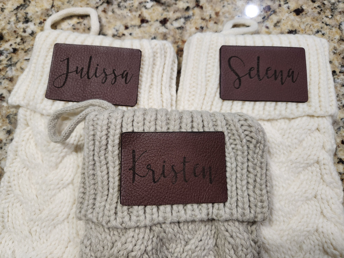 Cable Knit Stocking - Personalized Leather Patch